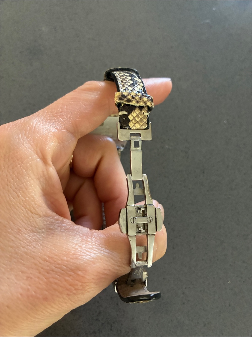 Croton Python-Print Leather Strap Watch (Silver) - Picture 3 of 3